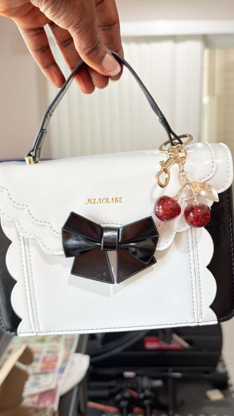 MZACRAKE Lolita-Style Bowknot Decor Satchel with Cherry Charm - Picture 1 of 5
